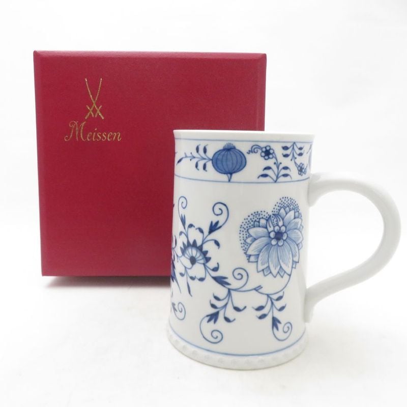 美品 MEISSEN マイセン キリンビアマグコレクション 1989年 ブルーオニオン ビアマグ ビール ジョッキ 陶器 SM5238X2 【中古】