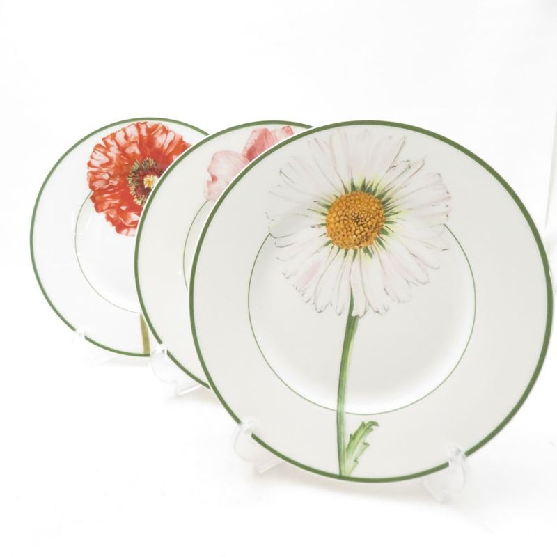 Villeroy&Boch ビレロイ＆ボッホ フローラ 中皿 3枚 セット 21.5cmプレート 花柄 フラワー SC11145G1 【中古】