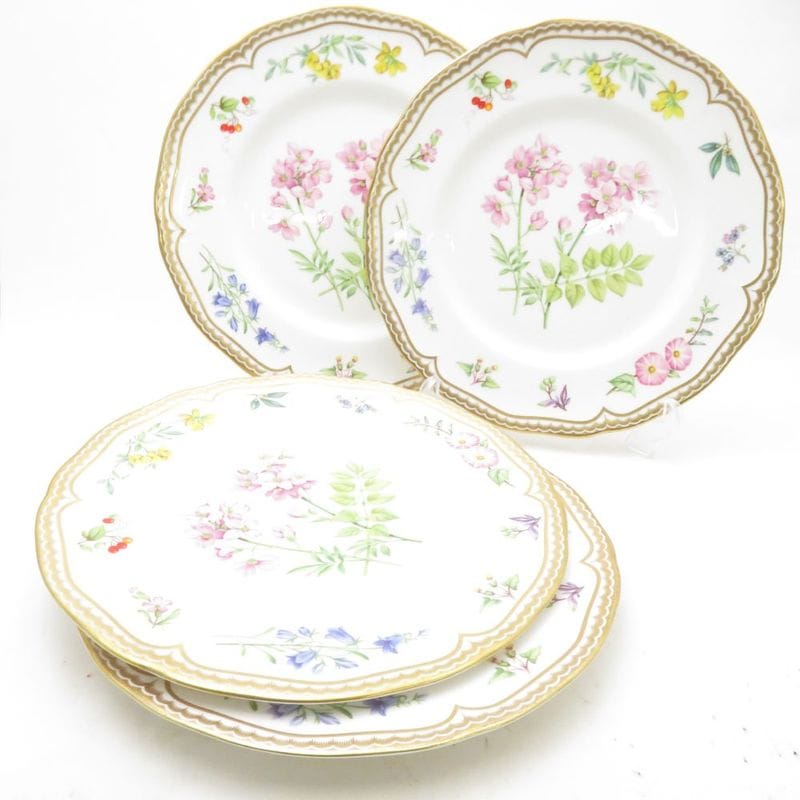 ROYAL WORCESTER ロイヤルウースター サンドリンガム 大皿 4枚 27cmプレートセット ディナー 金彩 花 英国 SU14174B2 【中古】