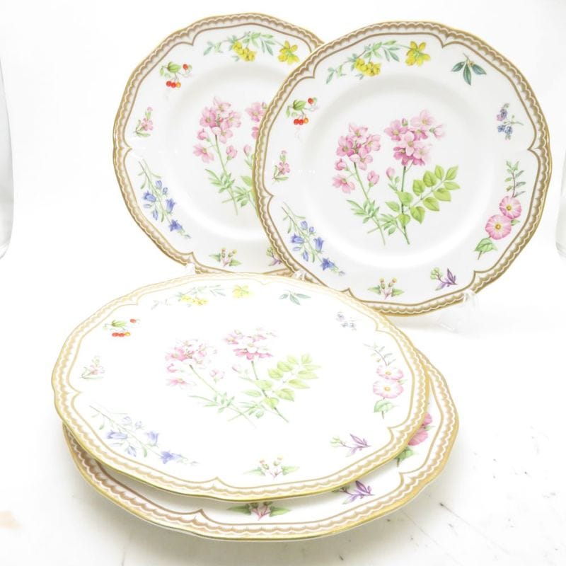 ROYAL WORCESTER ロイヤルウースター サンドリンガム 大皿 4枚 27cmプレートセット ディナー 金彩 花 英国 SU14175B2 【中古】