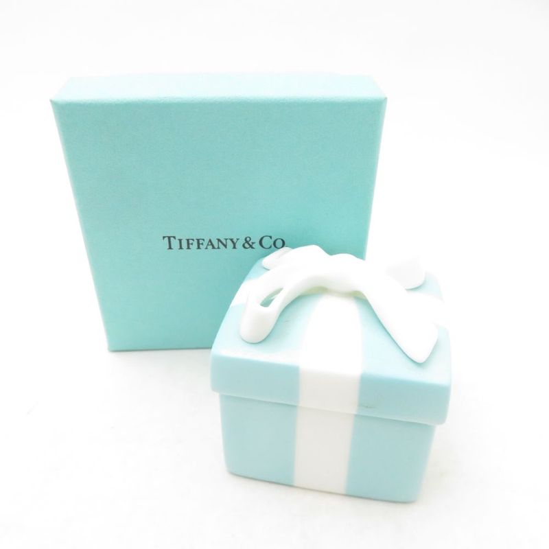 美品 TIFFANY＆Co. ティファニー ブルーボックス 小物入れ ミニ リボン 水色 SD210Q1 【中古】