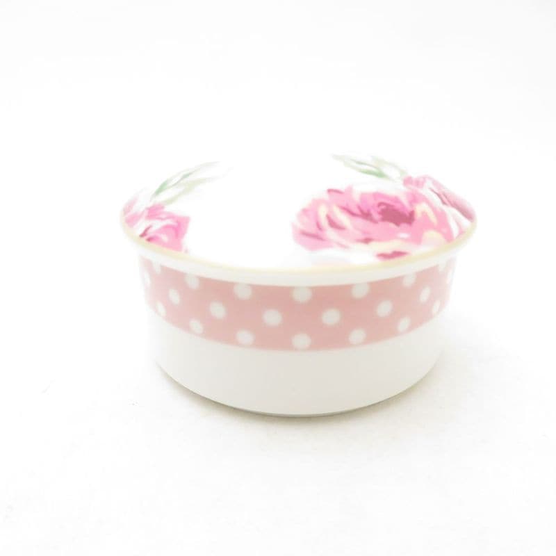 美品 LAURA ASHLEY ローラアシュレイ クチュールローズ 小物入れ ポーセリン ラウンドボックス 蓋付 薔薇 英国 日本製 SU14176F2 【中古】
