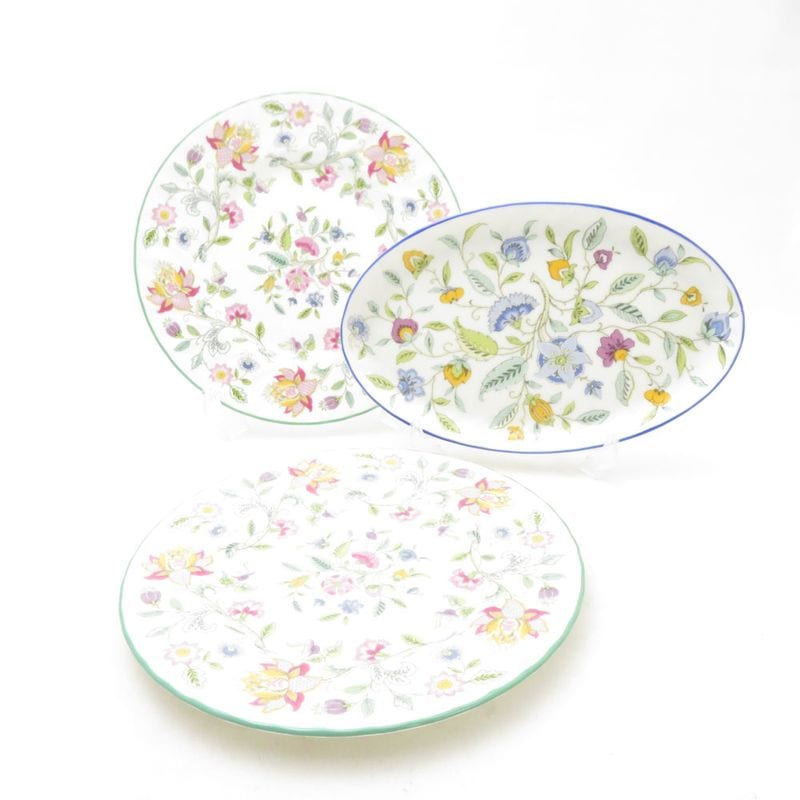 美品 MINTON ミントン ハドンホール ハドンホールブルー 中皿 オーバル皿 3枚 セット 20cm 21cm プレート SM5206D2 【中古】