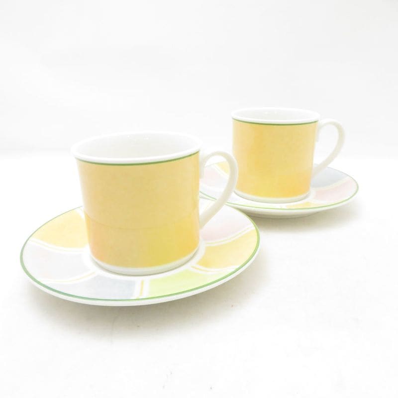 美品 Villeroy&Boch ビレロイ＆ボッホ ツイスト カップ＆ソーサー 2客 ペア デミタス コーヒー SU14256K1 【中古】