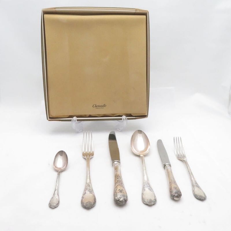Christofle クリストフル マルリー カトラリー 6点 セット 銀メッキ ナイフ フォーク スプーン SU14244A2 【中古】