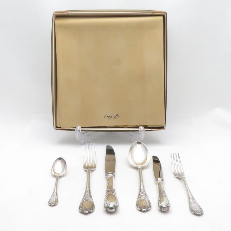 Christofle クリストフル マルリー カトラリー 6点 セット 銀メッキ ナイフ フォーク スプーン SU14245A2 【中古】