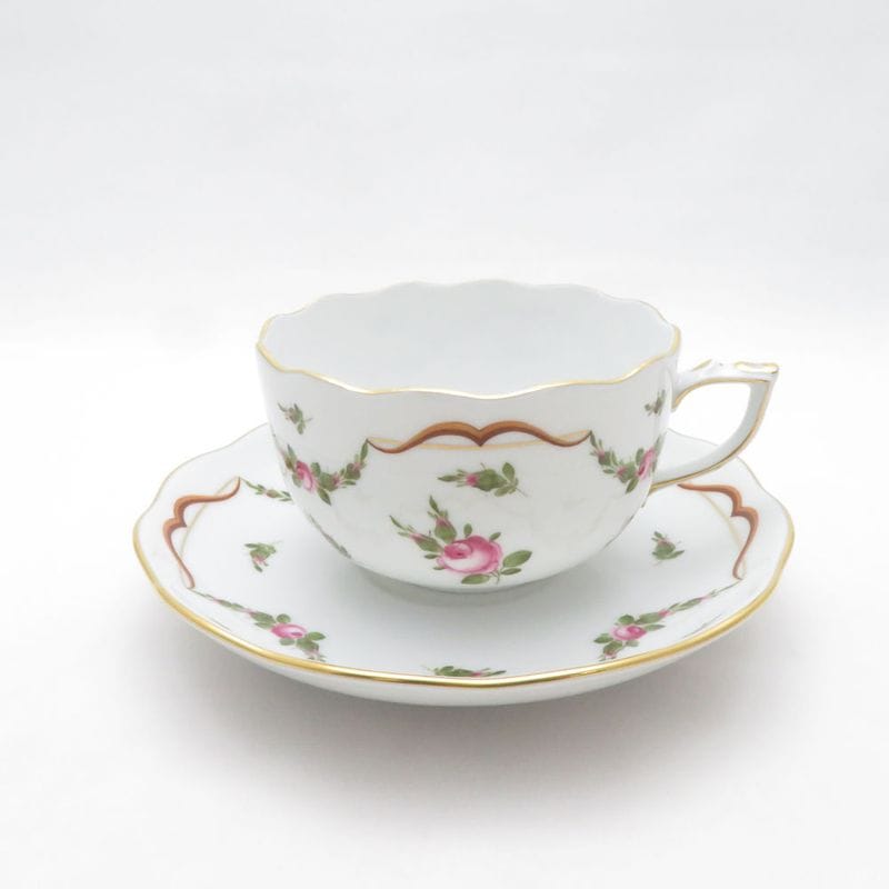 美品 Herend ヘレンド ディアナのバラ ティーカップ＆ソーサー 薔薇 SM5325J2 【中古】