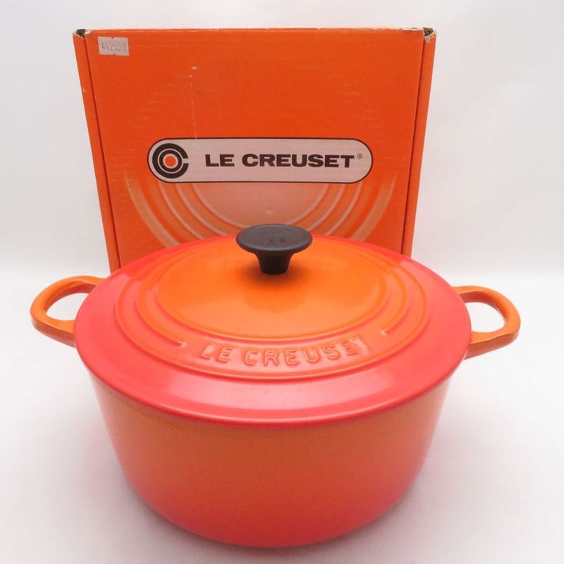 美品 Le Creuset ルクルーゼ ココットロンド 両手鍋 22cm 3.5L ホーロー ほうろう SC11158Z 【中古】