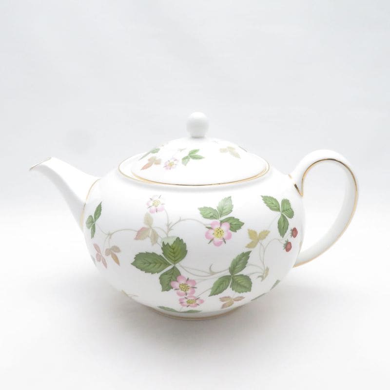 美品 WEDGWOOD ウェッジウッド ワイルドストロベリー ティーポット Lサイズ 1200cc 茶器 金彩 英国 黒壺 SU14417U1 【中古】