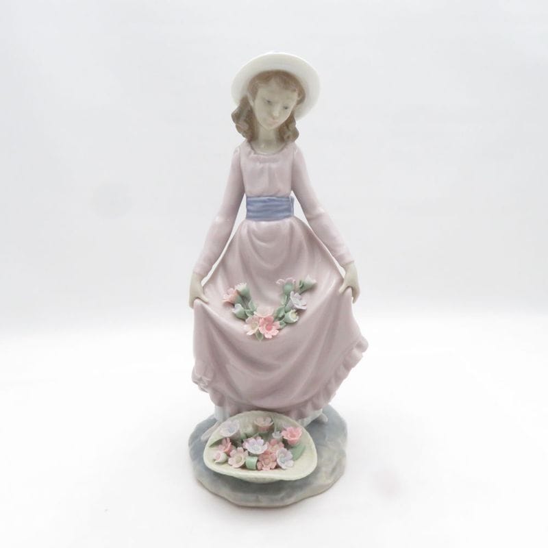 LLADRO リヤドロ 5027 花のバスケット フィギュリン 女の子 置物 インテリア SM5416X2 【中古】
