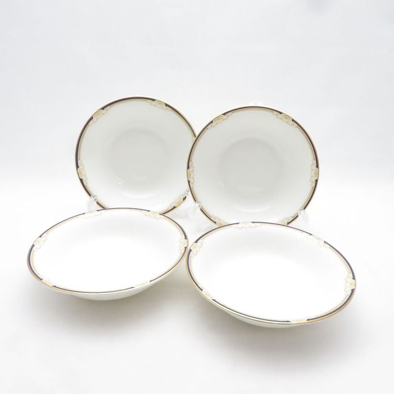 美品 WEDGWOOD ウェッジウッド キャベンディッシュ ボウル 4点 セット 15cm サラダ 深皿 英国 黒壺 金彩 SU14489T2 【中古】