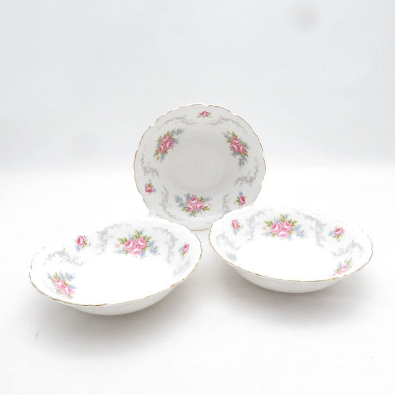 ROYAL ALBERT ロイヤルアルバート トランキュリティー 深皿 3枚 プレートセット フルーツソーサー 英国 花 SU14528T2 【中古】