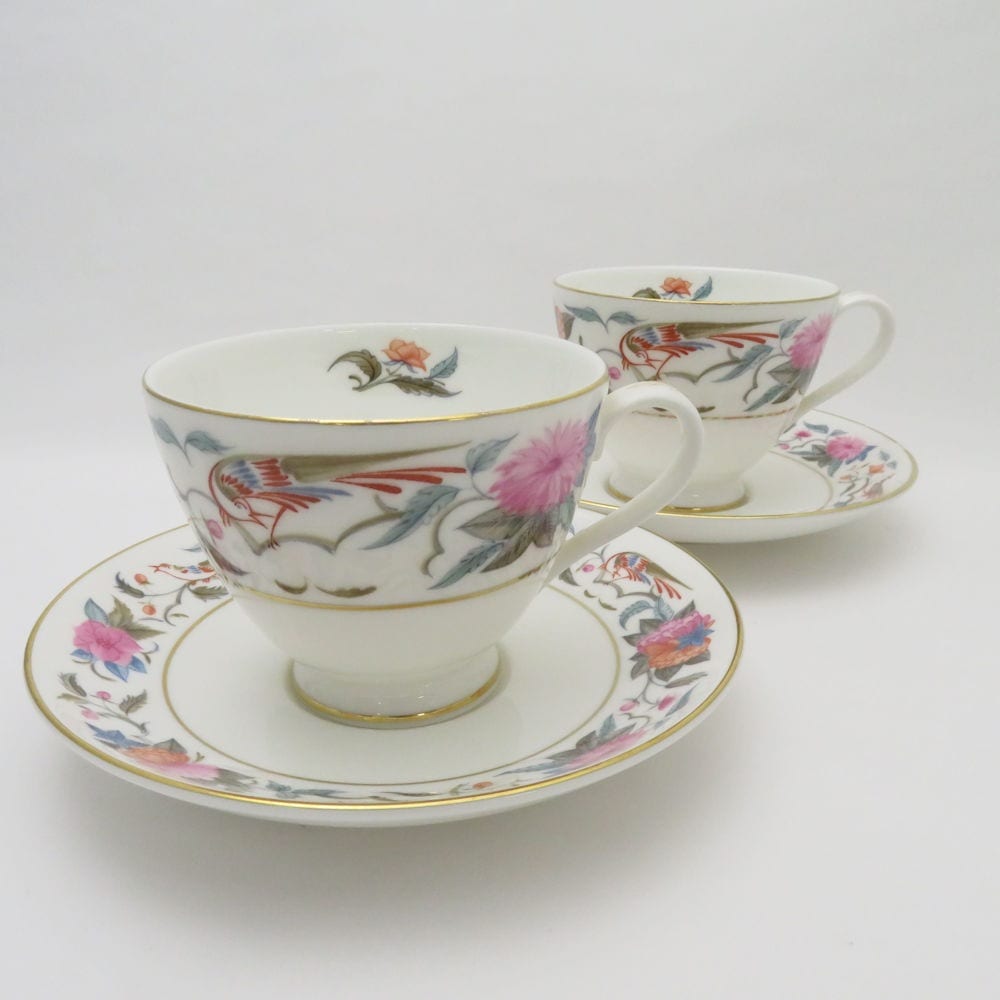 MINTON ミントン DONOVAN BIRD ドノバンバード ティーカップ＆ソーサー 2客 ペア レア 希少 SY9694X 【中古】