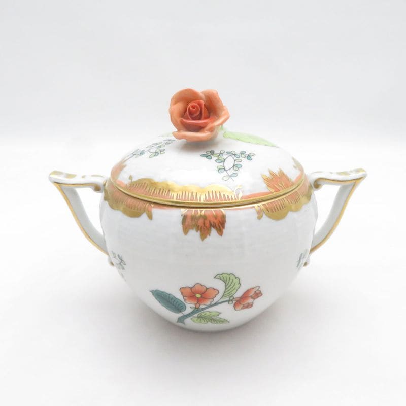 美品 Herend ヘレンド ウィンザーの小枝 WBOS シュガーポット 砂糖入れ バラ 薔薇 SO3970K1 【中古】