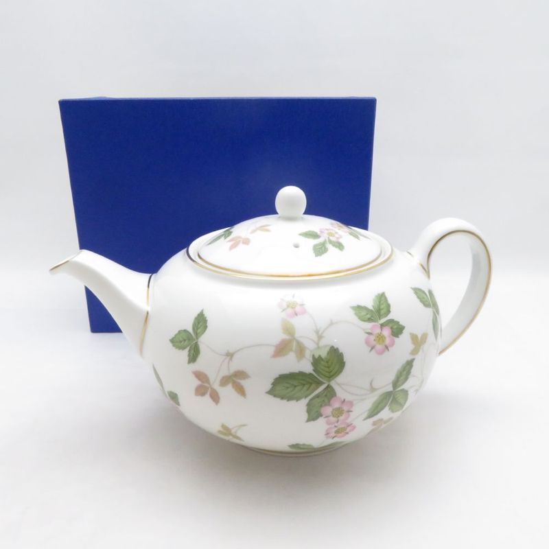 未使用 WEDGWOOD ウェッジウッド ワイルドストロベリー ティーポット 黒壺 旧ロゴ SM5481B3 【中古】