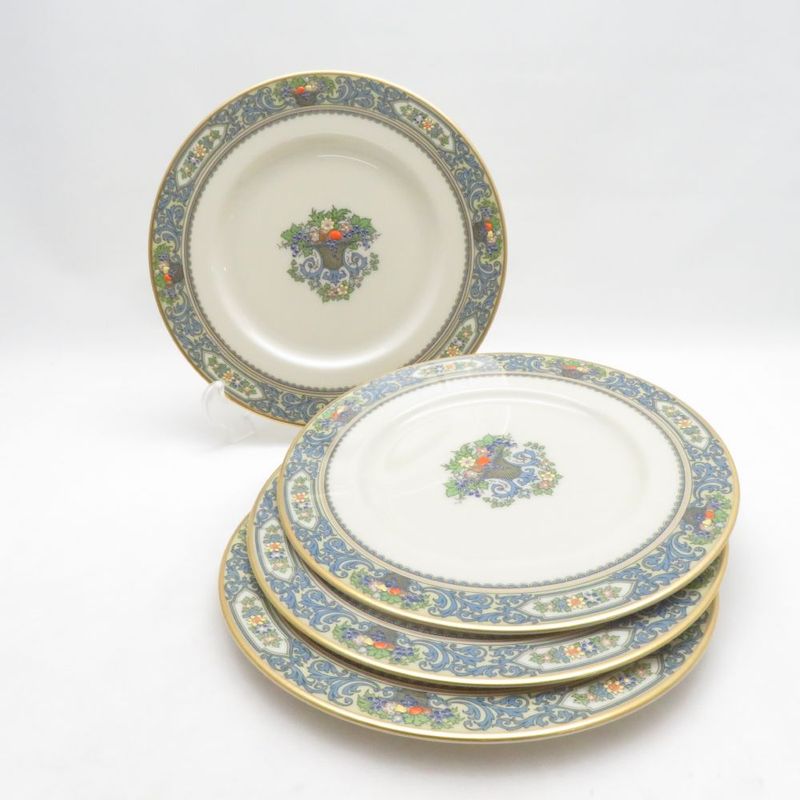 美品 LENOX レノックス AUTUMN オータム 中皿 4枚 21cmアクセントプレートセット 金彩 USA SU14376B2 【中古】