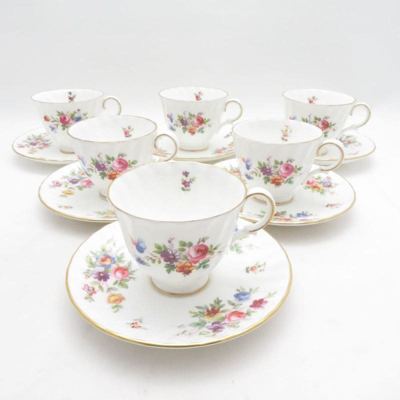 美品 MINTON ミントン マーロウ デミタスカップ＆ソーサー 6客 セット コーヒー エスプレッソ 英国 花柄 SU14350B2 【中古】