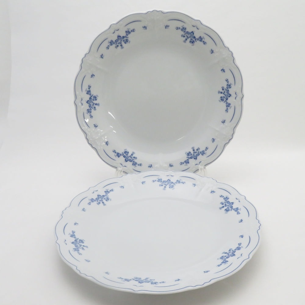 美品 HUTSCHENREUTHER フッチェンロイター Rebecca レベッカ 大皿 2枚 26cmプレート ペア ディナー SY9956J 【中古】