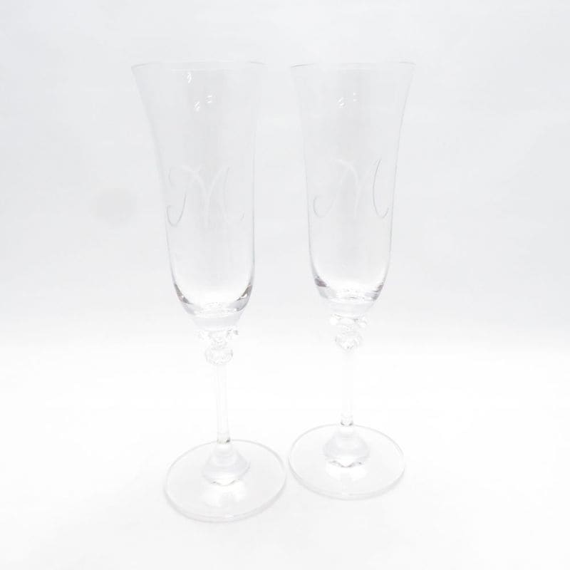 美品 Meissen Crystal マイセンクリスタル Mシリーズ シャンパングラス 2客 ペア M ロゴ H22 SU14356X1 【中古】