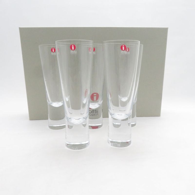 美品 iittala イッタラ シャンパングラス 5客 ガラス セット ビール ビア H16 北欧 フィンランド SU14519S2 【中古】