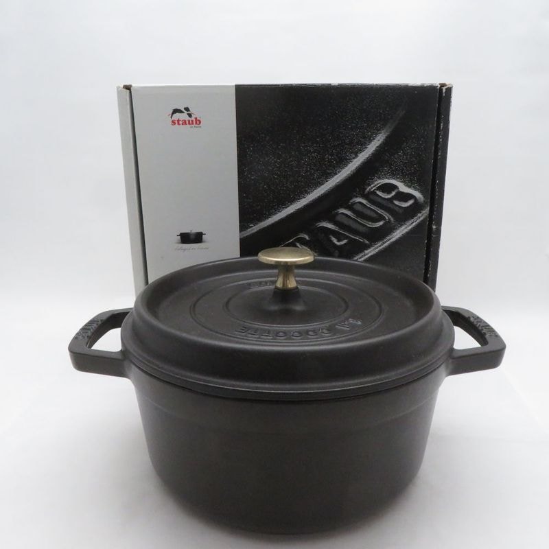 STAUB ストウブ ピコ ココット ラウンド 両手鍋 22cm ほうろう ホーロー SM5620Z 【中古】