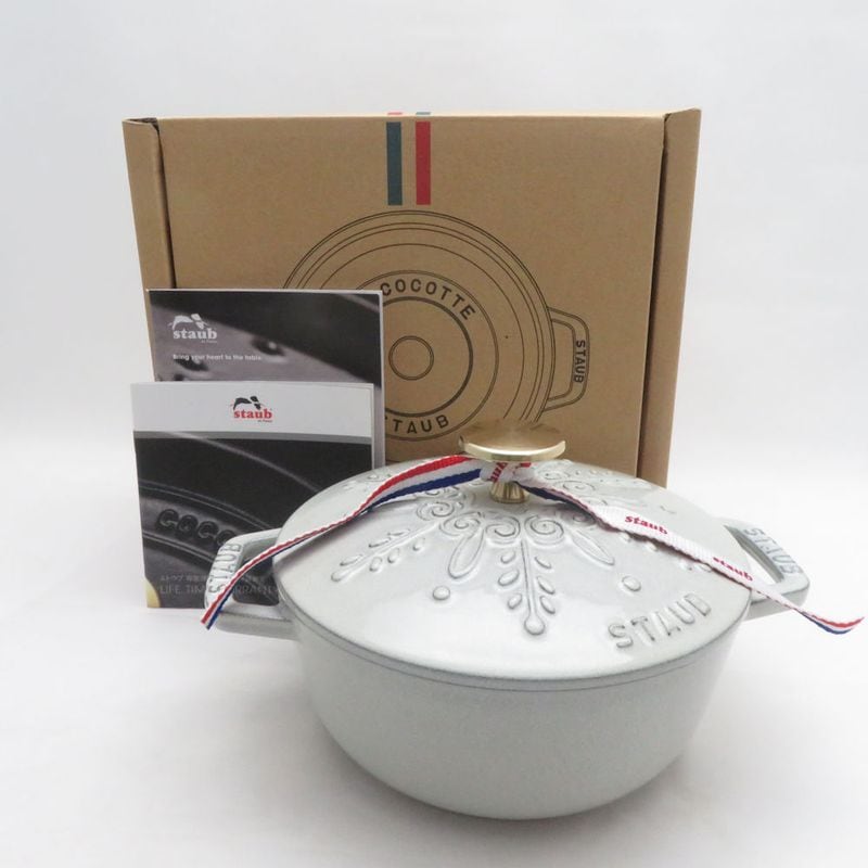 未使用 STAUB ストウブ Wa-NABE ワナベ S スノーフレーク カンパーニュ 両手鍋 鋳鉄 16cm 1.1L 鋳物ホーロー ほうろう SU14644Z 【中古】