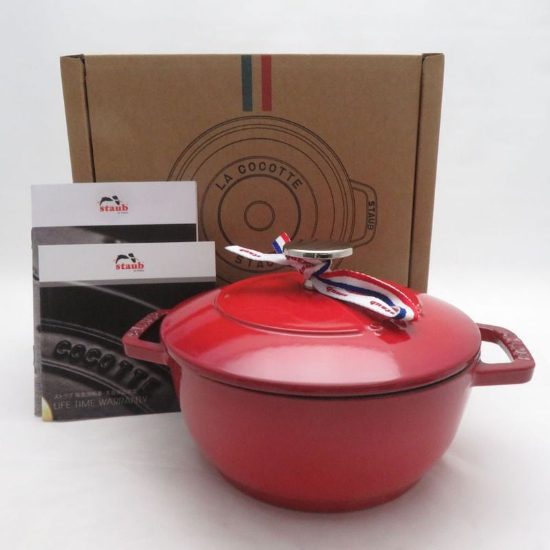 未使用 STAUB ストウブ Wa-NABE ワナベ S チェリー 両手鍋 鋳鉄 16cm 1.1L 鋳物ホーロー ほうろう SU14645Z 【中古】