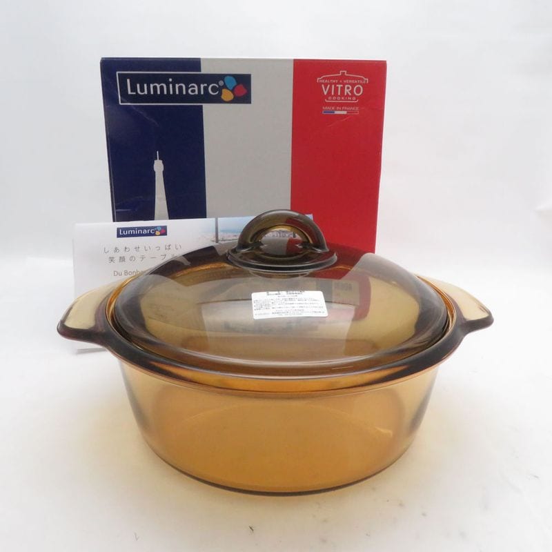 未使用 Luminarc リュミナルク VITRO ブルーミングアンバー 両手鍋 2L 耐熱ガラス 料理 調理器具 キッチン SU14648Z 【中古】