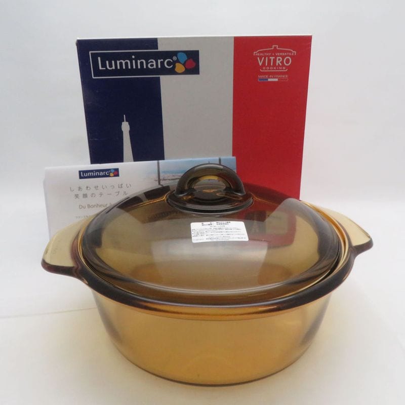 未使用 Luminarc リュミナルク VITRO ブルーミングアンバー 両手鍋 2L 耐熱ガラス 料理 調理器具 キッチン SU14650Z 【中古】