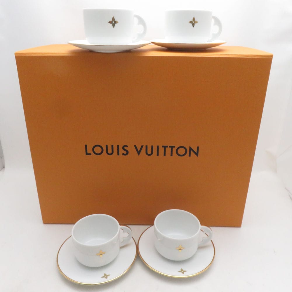 美品 LOUIS VUITTON ルイヴィトン カップ＆ソーサー 4客 セット GI0821 LG0223 SO3977Z 【中古】