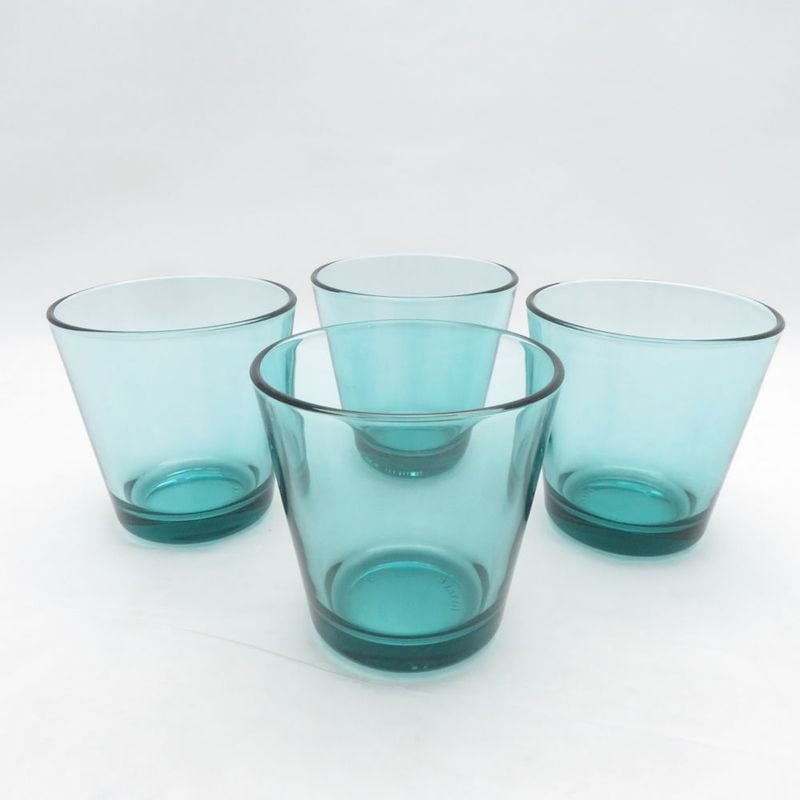 美品 iittala イッタラ カルティオ タンブラー 4客 セット シーブルー グラス 北欧 SO3984F2 【中古】