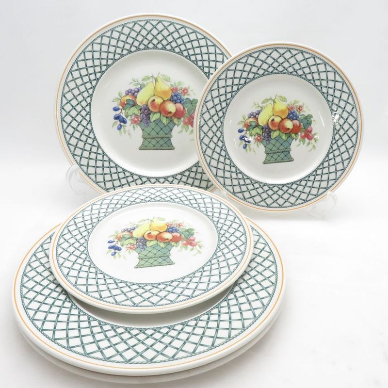 美品 Villeroy&Boch ビレロイ＆ボッホ バスケット 中皿 大皿 5枚 21/26cmプレート ディナー ケーキ デザート SU14439B1 【中古】