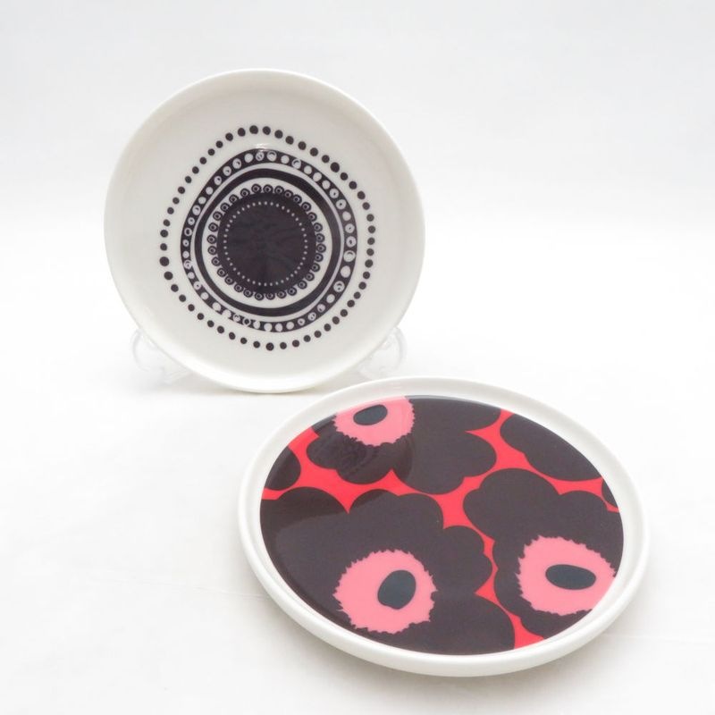 marimekko マリメッコ SVAALE スヴァーレ/UNIKKO ウニッコ 小皿 2枚 セット 13cmプレート 北欧 フィンランド SC11293P1 【中古】