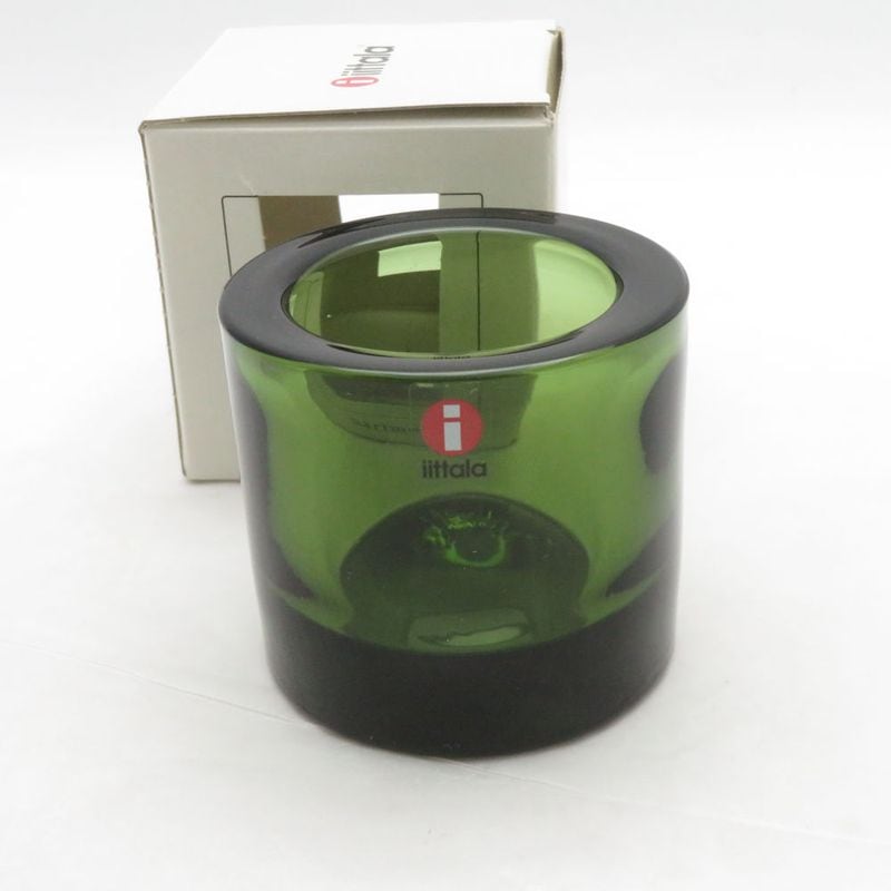美品 iittala×marimekko イッタラ×マリメッコ kivi キャンドルホルダー フォレストグリーン SM5349D1 【中古】