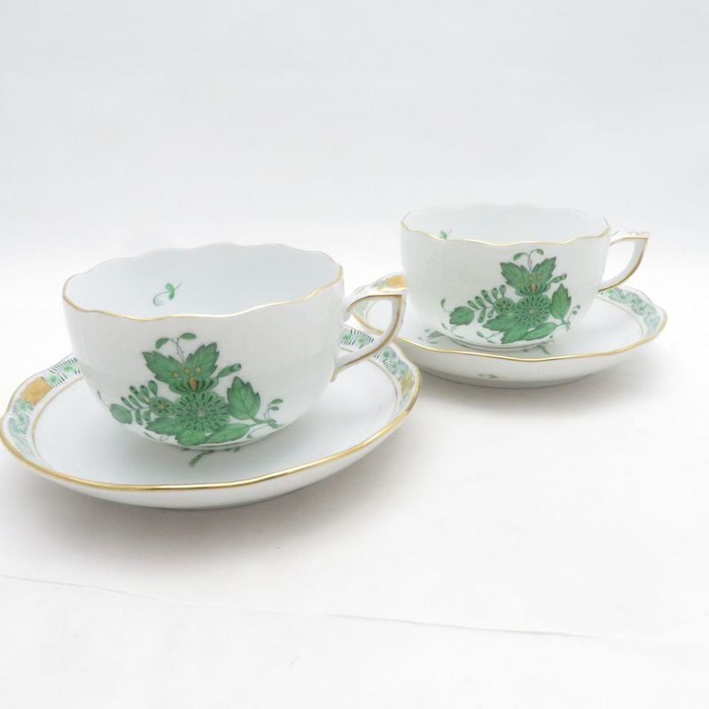 美品 Herend ヘレンド アポニーグリーン AV 724 ティーカップ