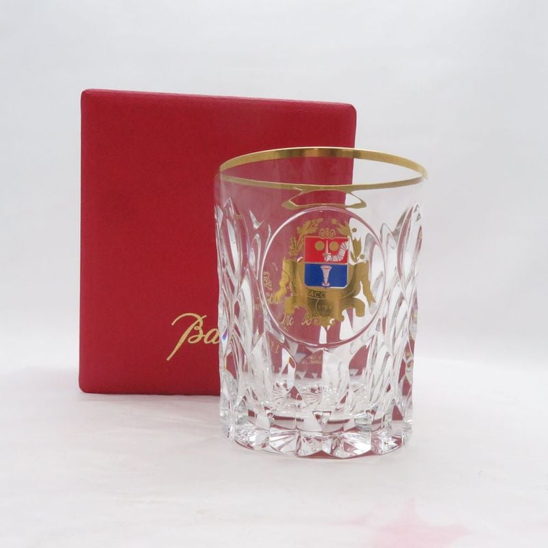 美品 Baccarat バカラ 225周年記念 紋章 エンブレム タンブラー クリスタル ロックグラス 24金 オールドファッション SU14786A2 【中古】
