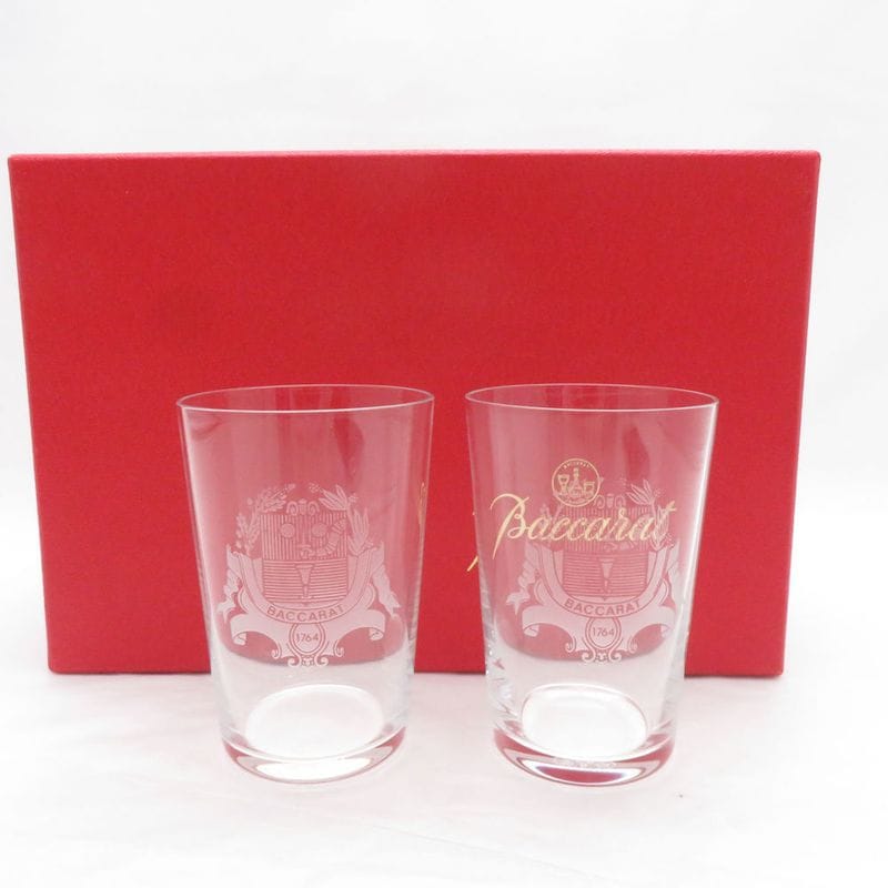美品 Baccarat バカラ パーフェクション クレスト 1764 紋章 エンブレム タンブラー 2点 ペア グラス コップ SU14787A2 【中古】
