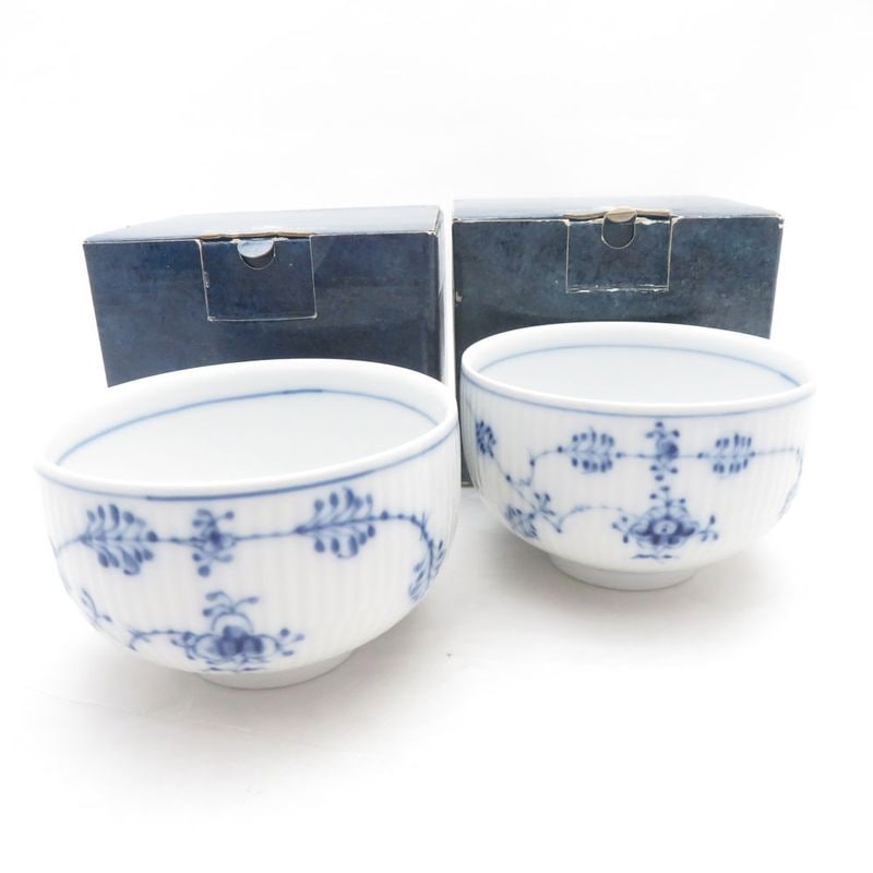 美品 ROYAL COPENHAGEN ロイヤルコペンハーゲン ブルーフルーテッドプレイン ジャパニーズ 湯呑 2点 ペア 湯飲み ゆのみ ティーカップ 日本茶 SU14791A2 【中古】