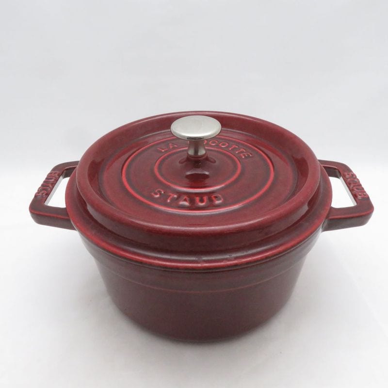 STAUB ストウブ ピコココットラウンド 両手鍋 鋳物ホーロー 20cm グレナディンレッド ホーロー SC11279E2 【中古】