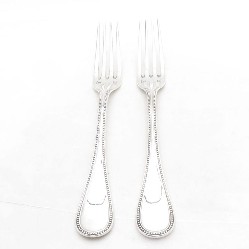 Christofle クリストフル パール テーブルフォーク 2点 銀メッキ ペア 20.5cm カトラリー SC11251E2 【中古】