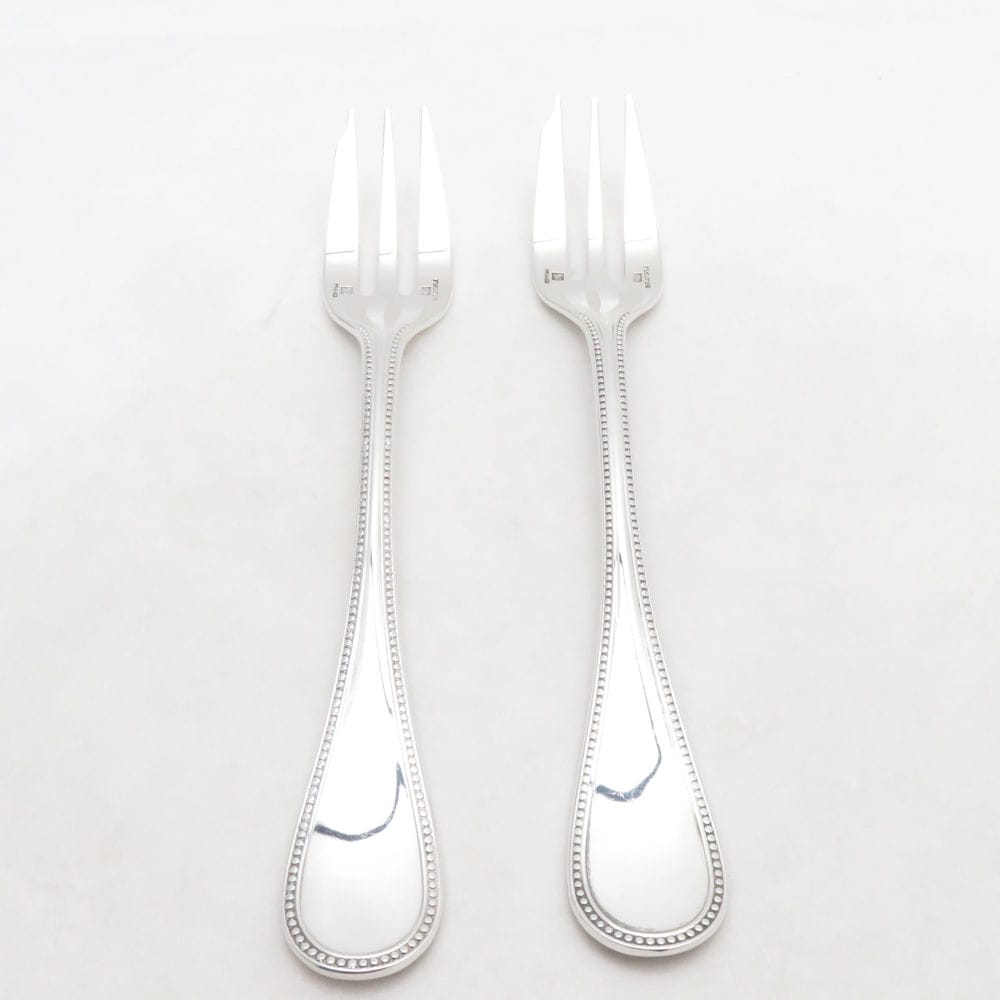 Christofle クリストフル パール ケーキフォーク 2点 銀メッキ ペア 16cm カトラリー SC11254E2 【中古】
