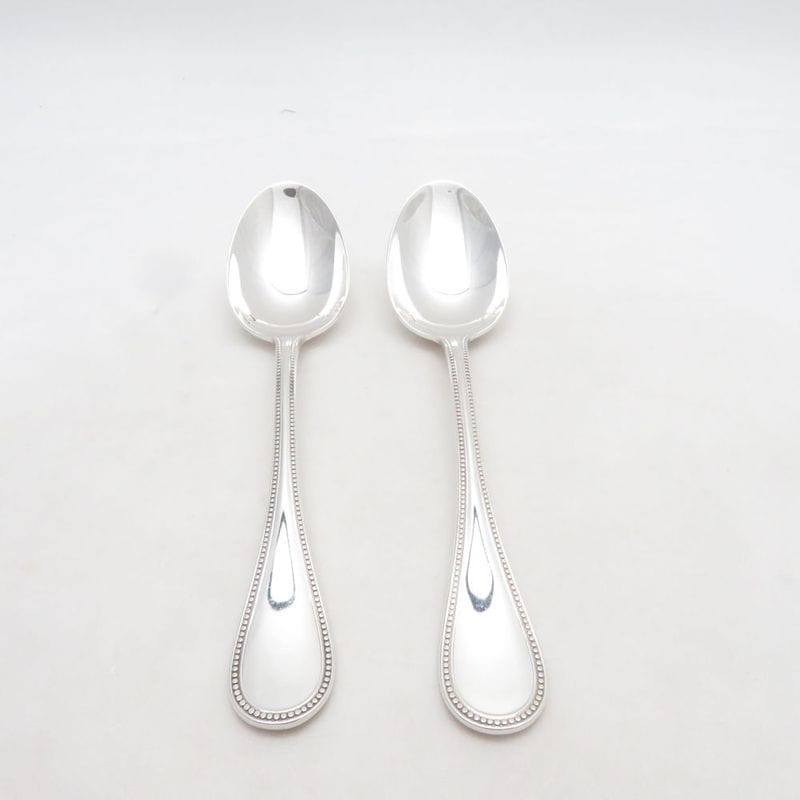 Christofle クリストフル パール コーヒースプーン 2点 銀メッキ ペア 13.5cm カトラリー SC11255E2 【中古】