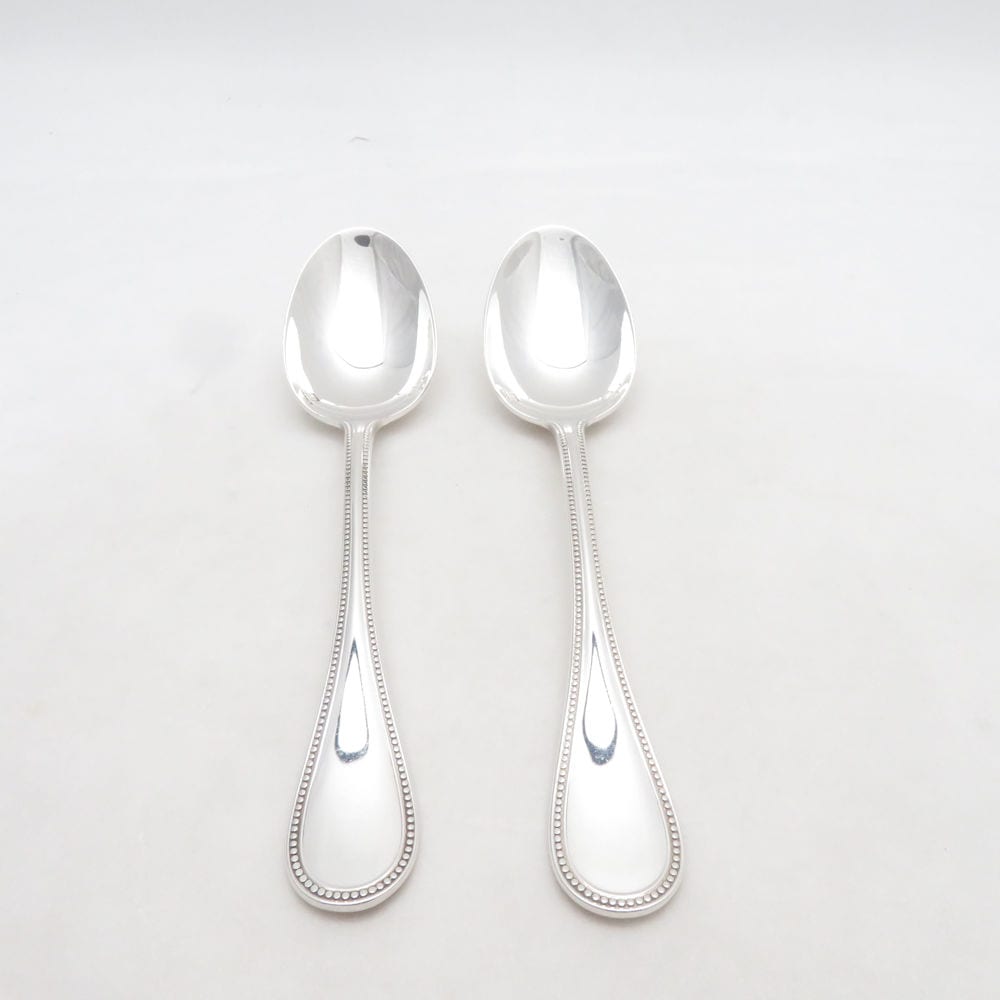 Christofle クリストフル パール コーヒースプーン 2点 銀メッキ ペア 13.5cm カトラリー SC11255E2 【中古】