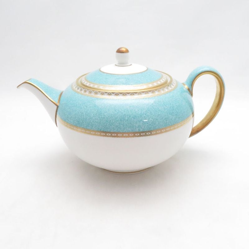 美品 WEDGWOOD ウェッジウッド ユーランダーパウダー ターコイズ ティーポット 黒壺 旧刻印 SM5520S2 【中古】