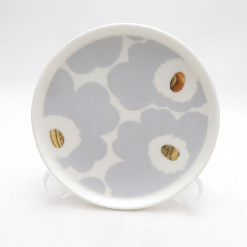 marimekko マリメッコ ウニッコ アイシーグレー×ゴールド 小皿 プレート 金 北欧 フィンランド SU14782D2 【中古】