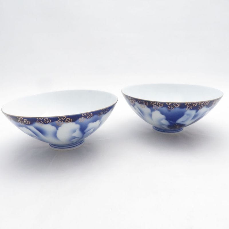 美品 Fukagawa Seiji 深川製磁 牡丹金ミル 飯碗 2点 ペア 夫婦茶碗 有田焼 和食器 SU14295F1 【中古】