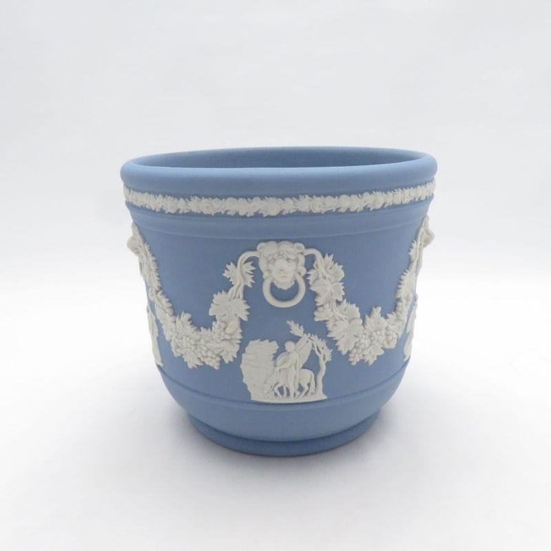 美品 WEDGWOOD ウェッジウッド ジャスパー フラワーポット 花瓶 プランターカバー 鉢 英国 SU14281G1 【中古】