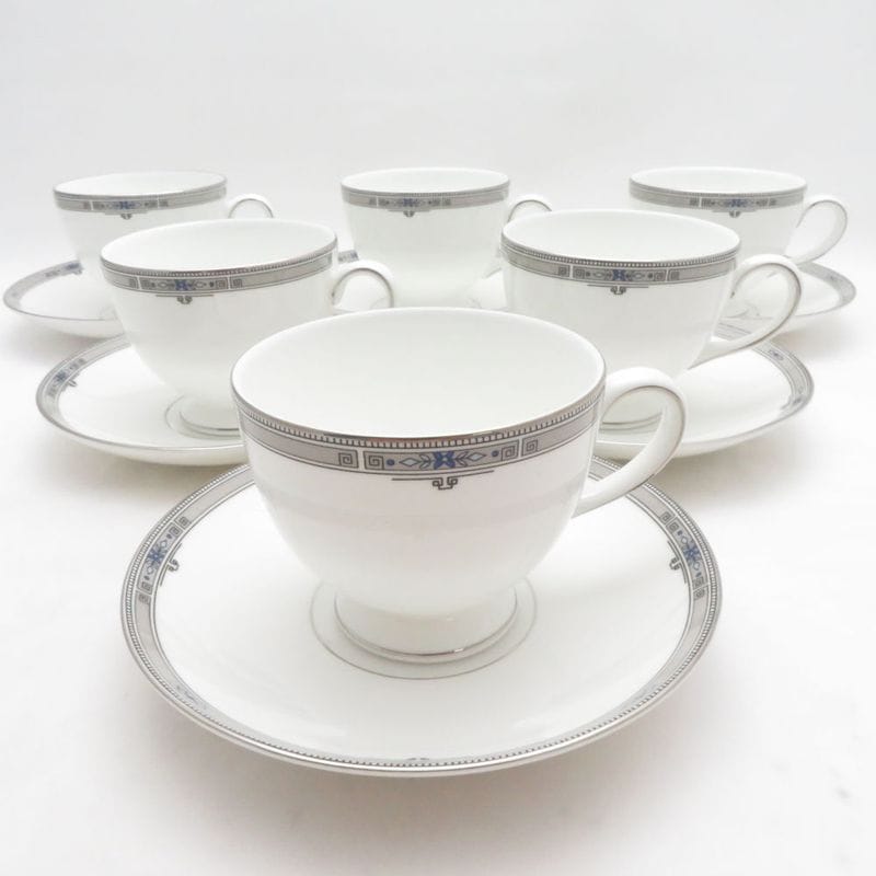 未使用 WEDGWOOD ウェッジウッド アムハースト ティーカップ＆ソーサー 6客 セット 旧刻印 黒壺 SM5646A1 【中古】
