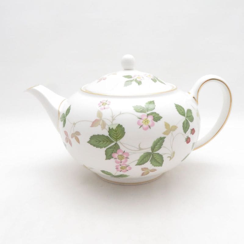 美品 WEDGWOOD ウェッジウッド ワイルドストロベリー ティーポット Lサイズ 1200cc 茶器 英国 金彩 SU14804C1 【中古】