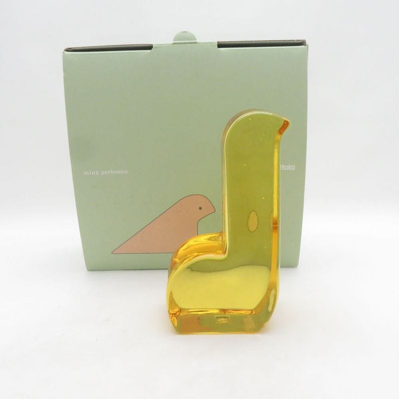 美品 iittala×MINA PERHONEN イッタラ×ミナペルホネン ガラスバード Glass bird レモン オブジェ 置物 インテリア 北欧 フィンランド SU14813S1 【中古】